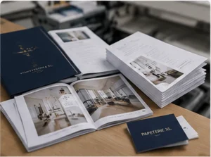 Cartes de visite, brochures, affiches et impressions professionnelles réalisées par Papeterie XL.